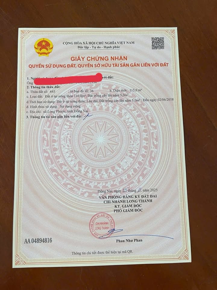 Đất thổ cư Long Phước, Long Thành 115m² giá 1.75 tỷ - Mặt tiền cổng sân bay Long Thành!