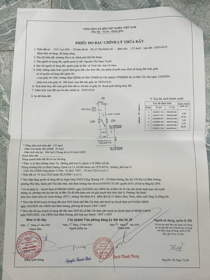 Đất liền kề Tân Định 135m² giá 1.8 tỷ - Cơ hội đầu tư tuyệt vời!