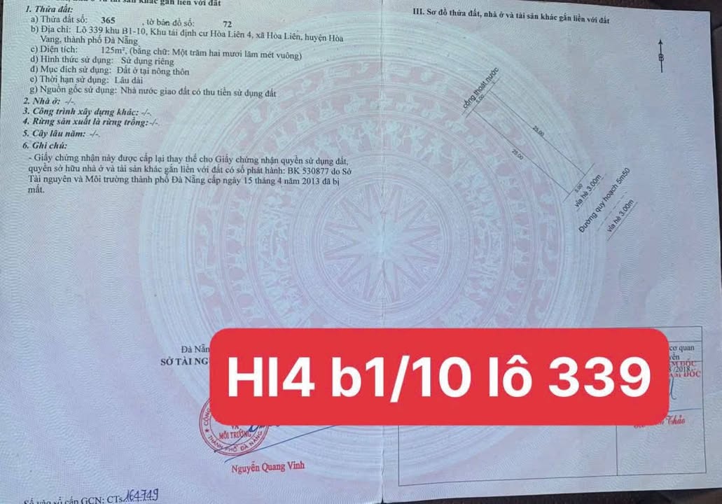 Đất nền Hòa Liên 125m² giá 2.8 tỷ - Hướng Đông mát mẻ, đầy đủ tiện ích!