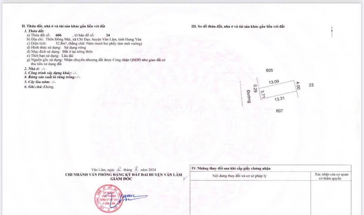Đất thổ cư 52,8m² tại Chỉ Đạo, Văn Lâm - Sổ đỏ chính chủ, giá thỏa thuận!