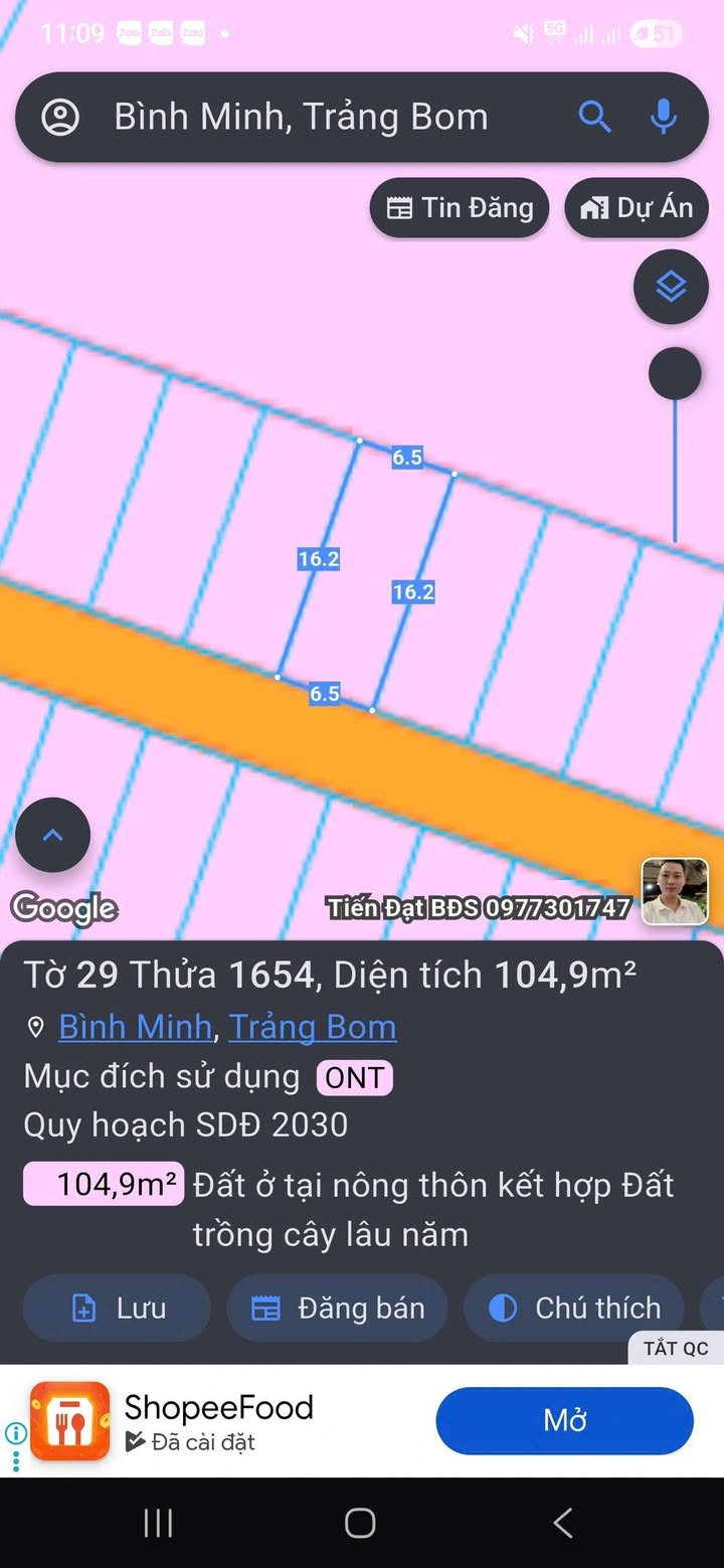 Đất nền chính chủ Bình Minh, Trảng Bom 107m² giá 2 tỷ - Thổ cư 100%!