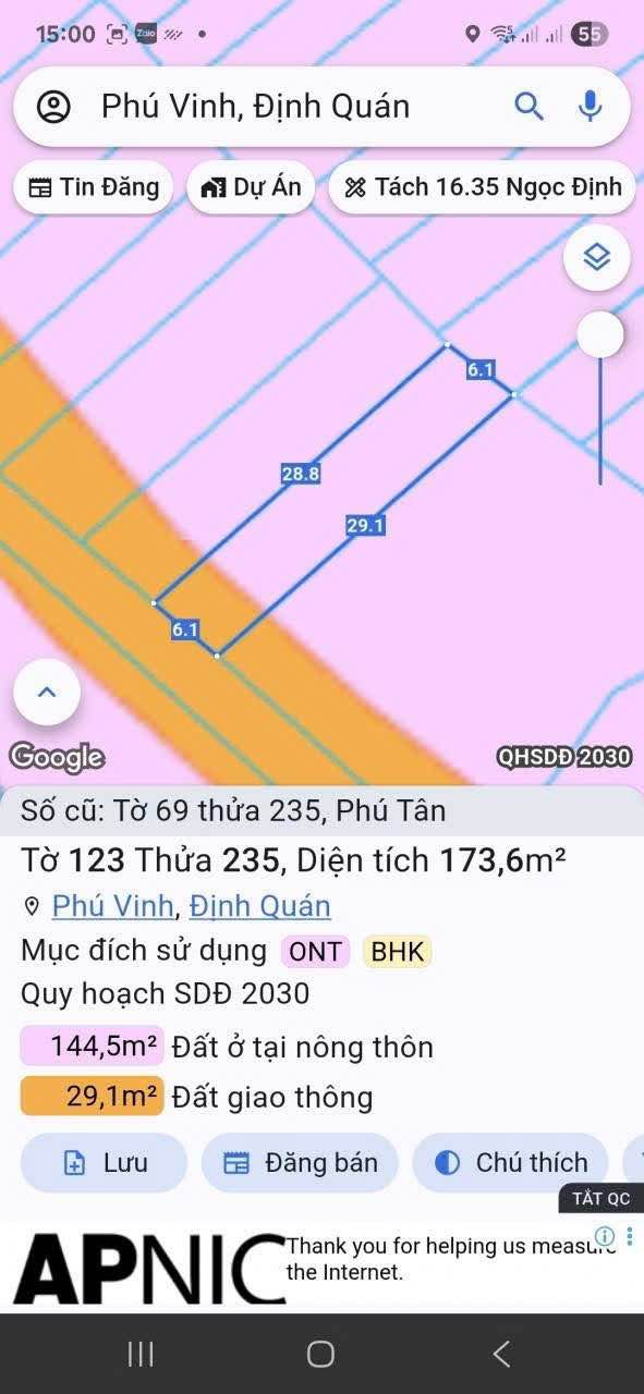 Đất nền 174m² xã Phú Vinh, Định Quán - Sổ hồng riêng, giá 840 triệu!