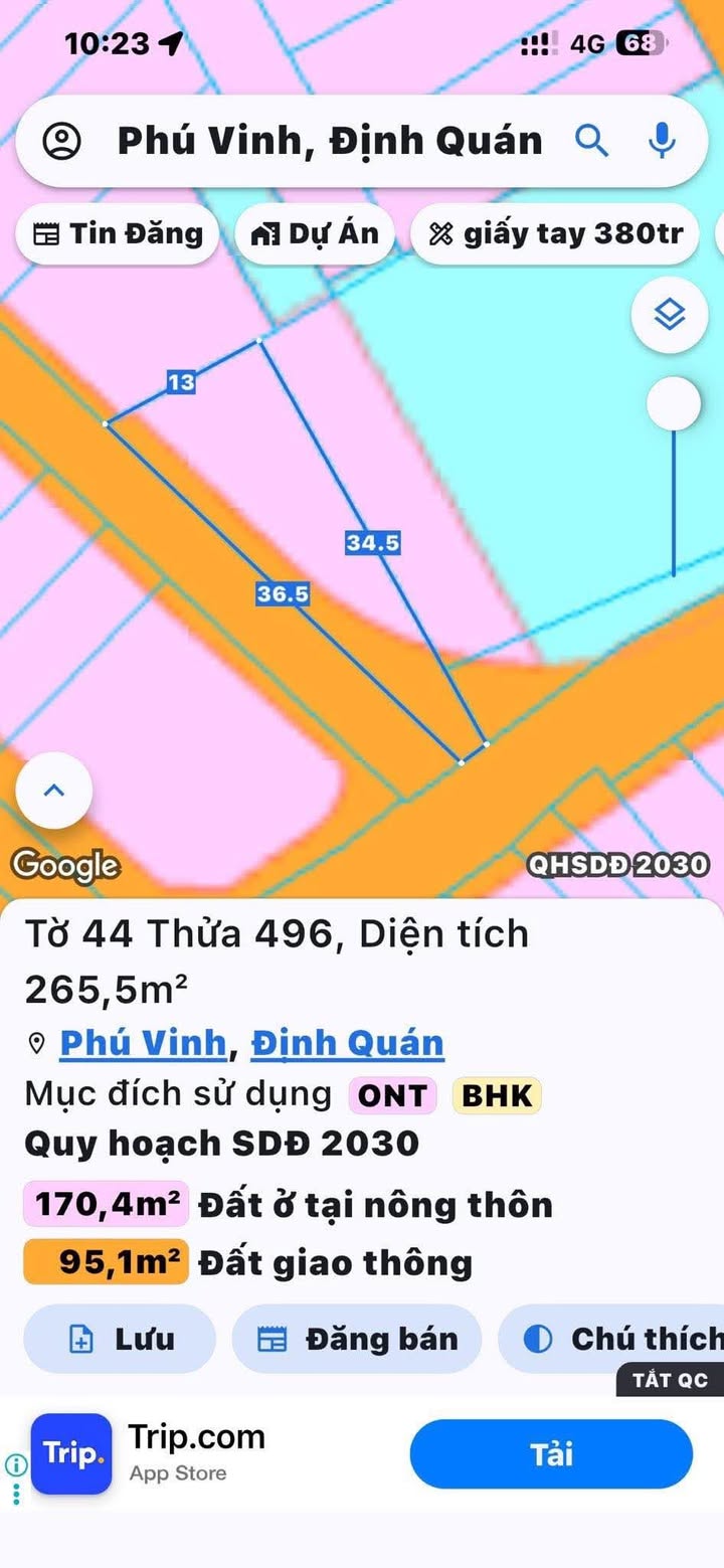 Đất thổ cư 265,5m² Phú Vinh, Đồng Nai - Góc 2 mặt tiền, giá chỉ 1.55 tỷ!