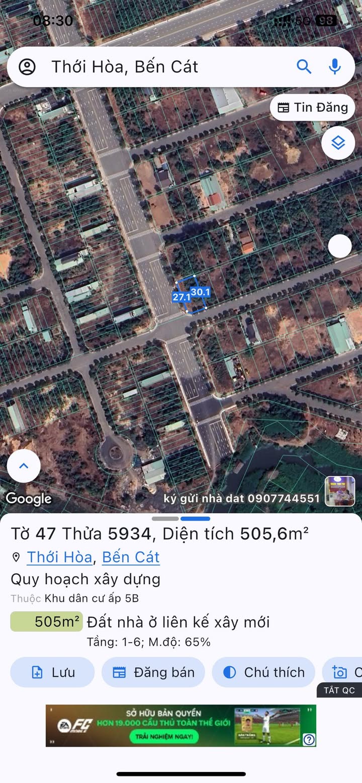 Đất nền góc 505m² đường D5 Thới Hòa - Tiềm năng đầu tư lớn!