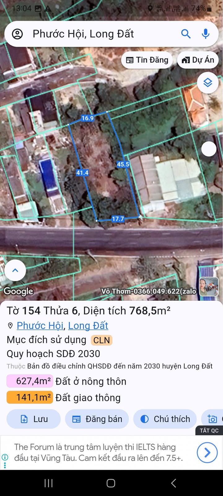Đất nền xã Lộc An, huyện Đất Đỏ, Bà Rịa - Vũng Tàu 699m² - Vị trí đắc địa gần biển!