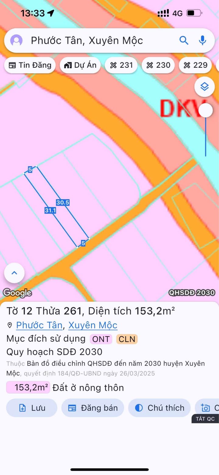Đất nền Phước Tân, Xuyên Mộc 155m² giá 700 triệu - Cơ hội đầu tư lý tưởng!