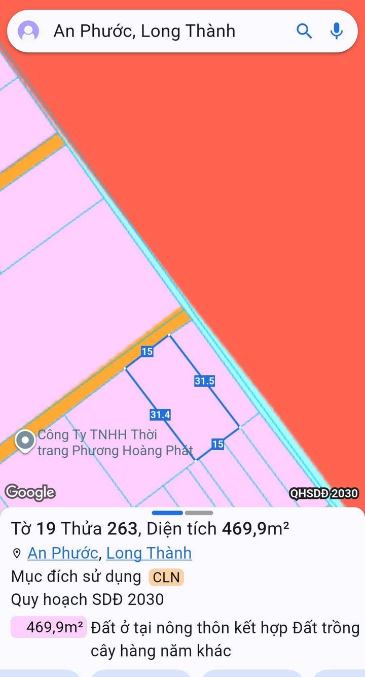 Đất thổ cư 155m² khu phố 8 An Phước giá 1.4 tỷ - Sổ đỏ chính chủ