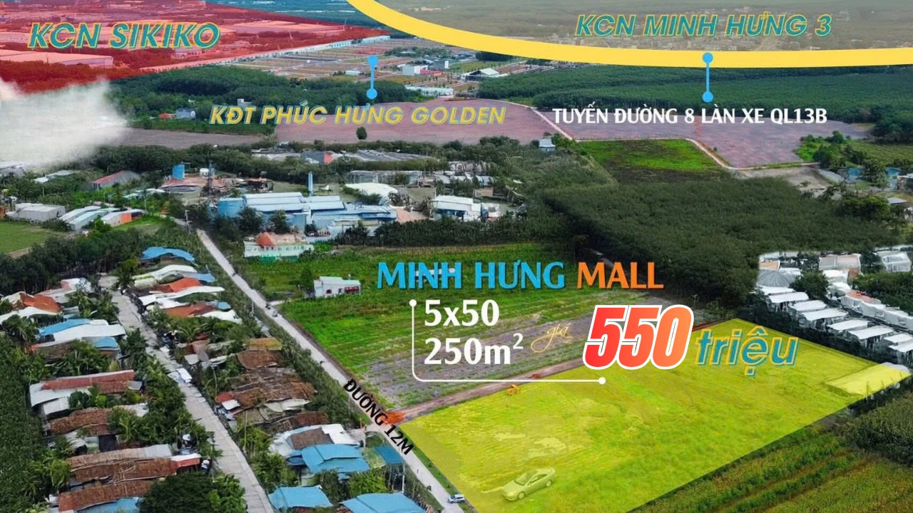 Đất nền mặt tiền Đường số 8, phường Minh Hưng 200m² giá chỉ 250 triệu - Cơ hội đầu tư hấp dẫn!