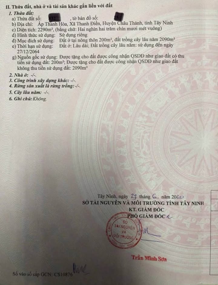 Đất thổ cư Châu Thành Tây Ninh 2108m² giá 40 triệu - Cơ hội đầu tư tuyệt vời!