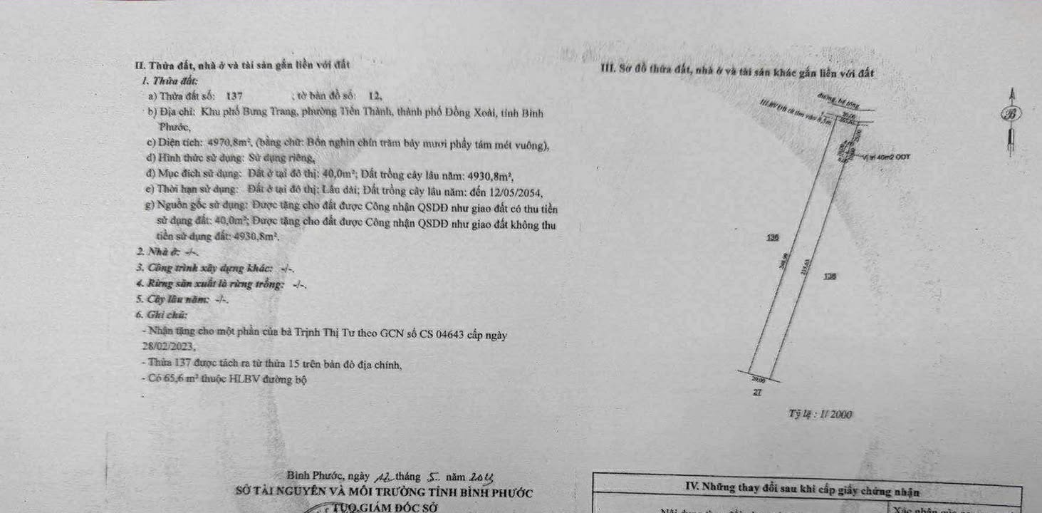 Đất nền 5 sào tại Tiến Thành, Đồng Xoài - Giá 7.5 tỷ, thương lượng tốt!