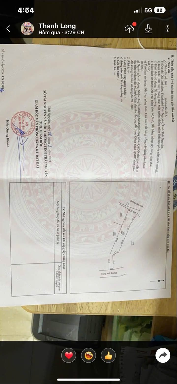 Đất hai mặt tiền xã Linh Sơn Thái Nguyên 1000m² - Cơ hội đầu tư hiếm có!