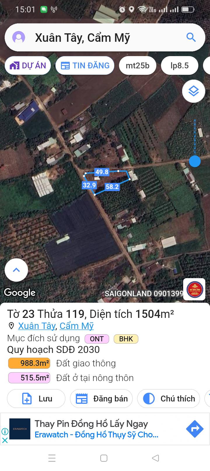 Đất nền Xuân Tây, Cẩm Mỹ 1500m² - Lô góc 2 mặt tiền, đầu tư sinh lời!