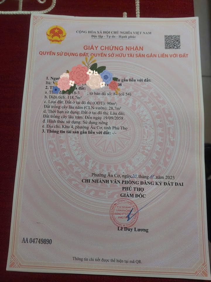 Đất nền Phú Thọ 118m² giá 800 triệu - Ô tô đỗ tận sân, phong thủy tốt!