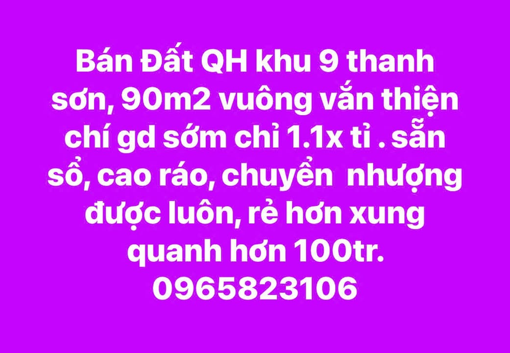 Đất nền 90m² tại khu 9 Thanh Sơn, Uông Bí - Giá 1.15 tỷ, sổ đỏ chính chủ!