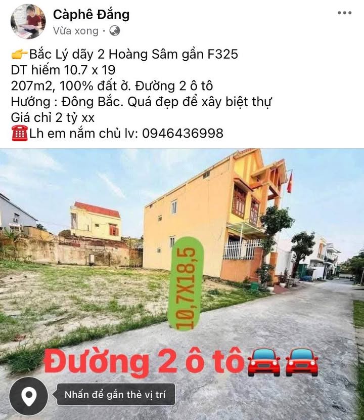 Đất nền Đồng Hới Quảng Bình 207m² giá 2 tỷ - Cơ hội hiếm có để xây biệt thự!