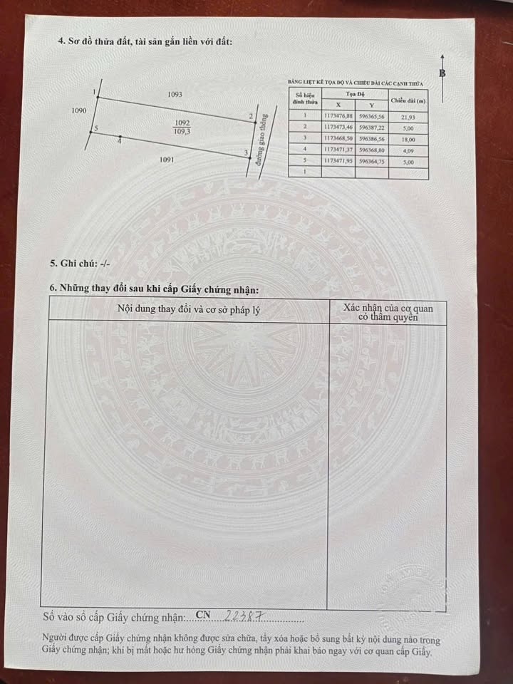 Đất thổ cư Mỹ Lộc - Diện tích 109m² giá chỉ 1.46 tỷ - Cơ hội đầu tư tuyệt vời!