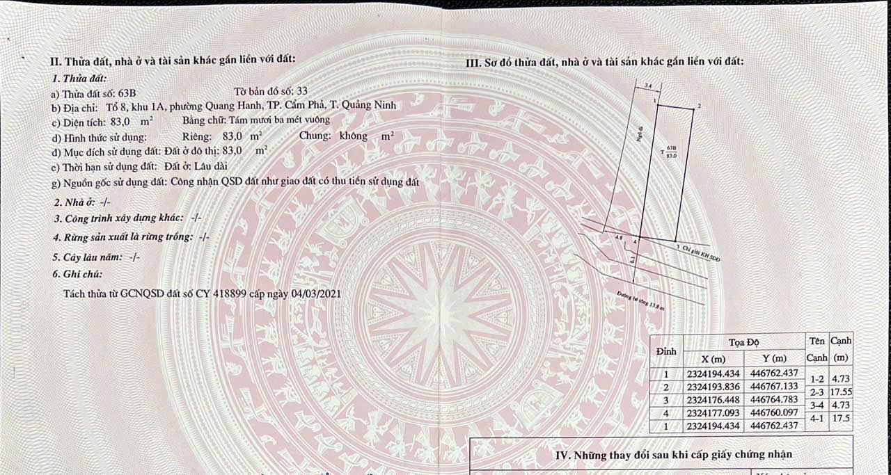 Đất ô góc Km6 Quang Hanh 83m² giá 1.2 tỷ - Cơ hội đầu tư kinh doanh tuyệt vời!