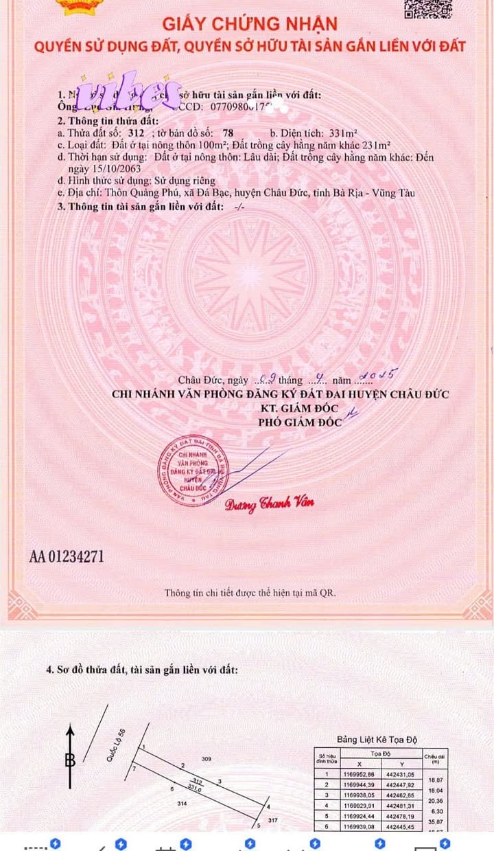 Đất nền mặt tiền Quốc lộ 56, xã Nghĩa Thành, diện tích 348m² - Sổ đỏ chính chủ, giá thương lượng!