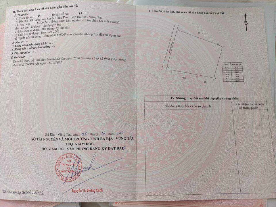 Đất nền giá rẻ 8.300m² tại xã Láng Lớn, Châu Đức - Cơ hội đầu tư tuyệt vời!