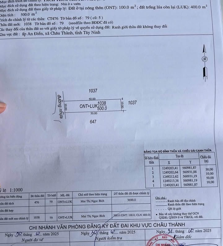 Đất thổ cư An Bình Châu Thành 500m² giá 800 triệu - Mặt tiền đường nhựa, dân cư đông đúc!