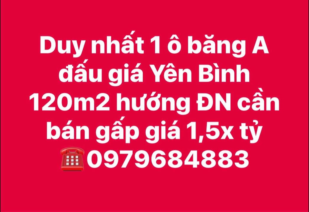 Đất nền Yên Bình 120m² giá 1.55 tỷ - Hướng Đông, bán gấp!
