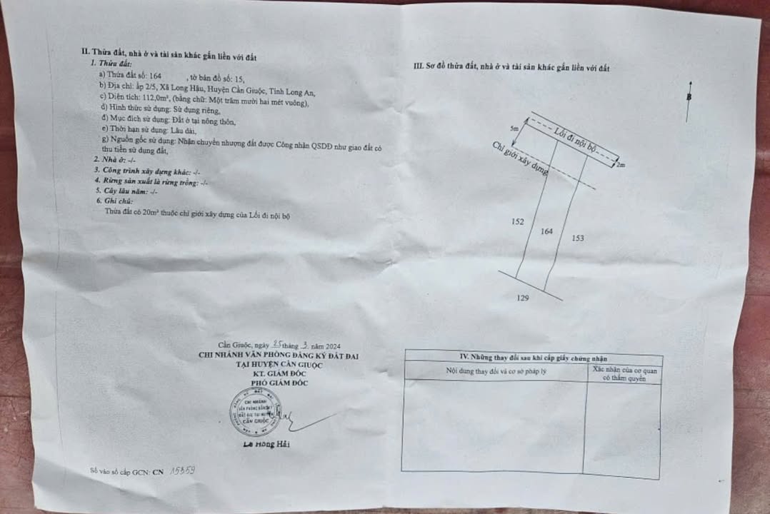 Đất nền 112m² tại Ấp 2/5 Long Hậu, Cần Giuộc - Sổ đỏ chính chủ, giá chỉ 1.8 tỷ!