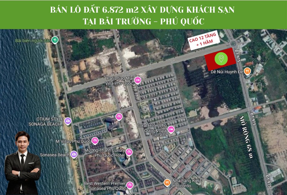 Đất nền Phú Quốc 6.872m² giá 137.44 tỷ - Lô góc đắc địa cho khách sạn!