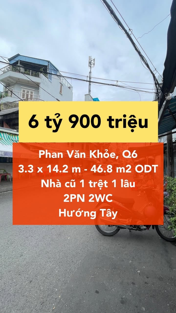 Nhà phố 46m² hẻm 8m Phan Văn Khỏe, Q6 giá 6.9 tỷ - Khu mua bán sầm uất!
