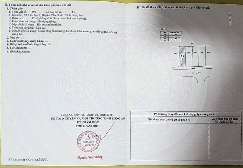 Đất thổ cư Tân Trạch, Cần Đước 82m² giá 750 triệu - Sổ hồng chính chủ