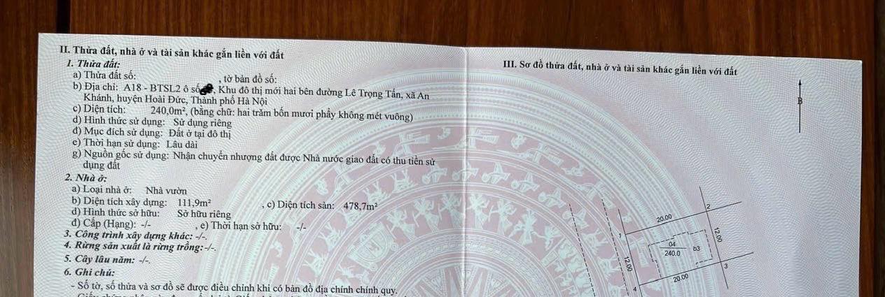 Nhà phố A18 mặt tiền Lê Trọng Tấn 240m² giá 48 tỷ - Cơ hội đầu tư hấp dẫn!