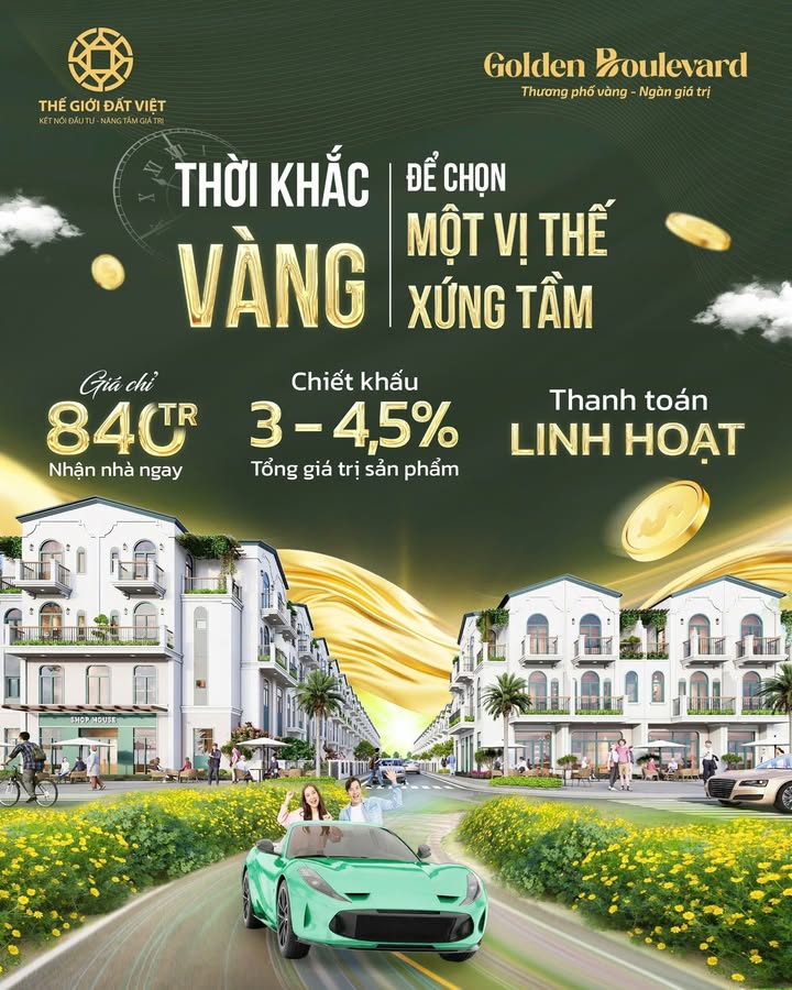 Shophouse Golden Boulevard Thủ Dầu Một 125m² giá 4.5 tỷ - Vị trí vàng, đầu tư sinh lời!