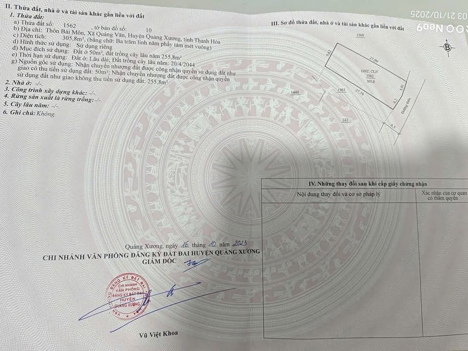 Đất nền Quảng Văn 305m² giá 490 triệu - Đường ô tô tránh nhau