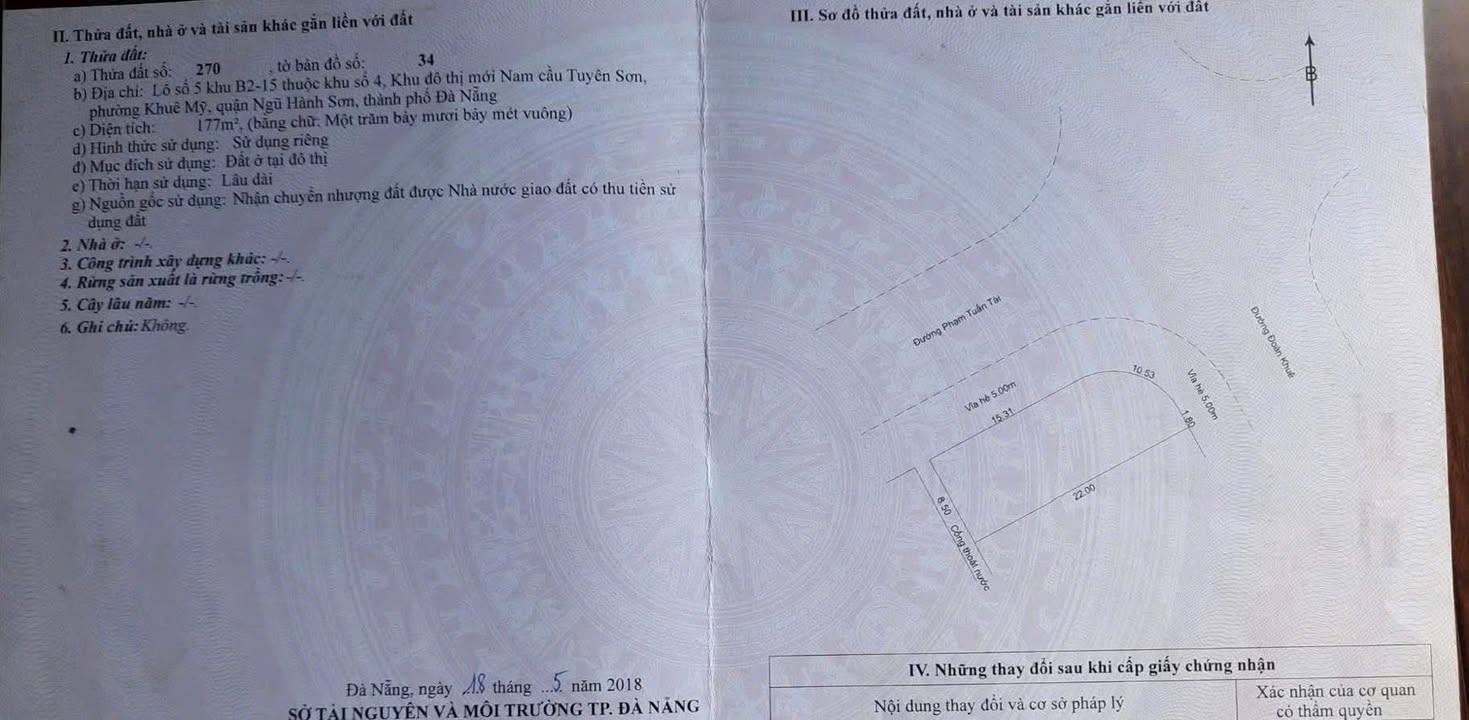 Đất nền góc 2MT Đoàn Khuê, Ngũ Hành Sơn, Đà Nẵng 177m² - Vị trí kinh doanh đắc địa!