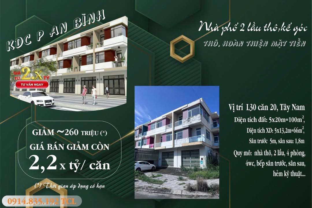 Shophouse 2 Lầu Đường Nguyễn Trung Trực, Rạch Giá 100m² - Giá hấp dẫn chỉ 2.2 tỷ!