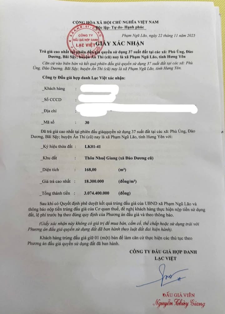 Đất nền Lô góc LK01-41 Đào Dương, Ân Thi 168m² giá 3.065 tỷ - Cơ hội đầu tư hấp dẫn!