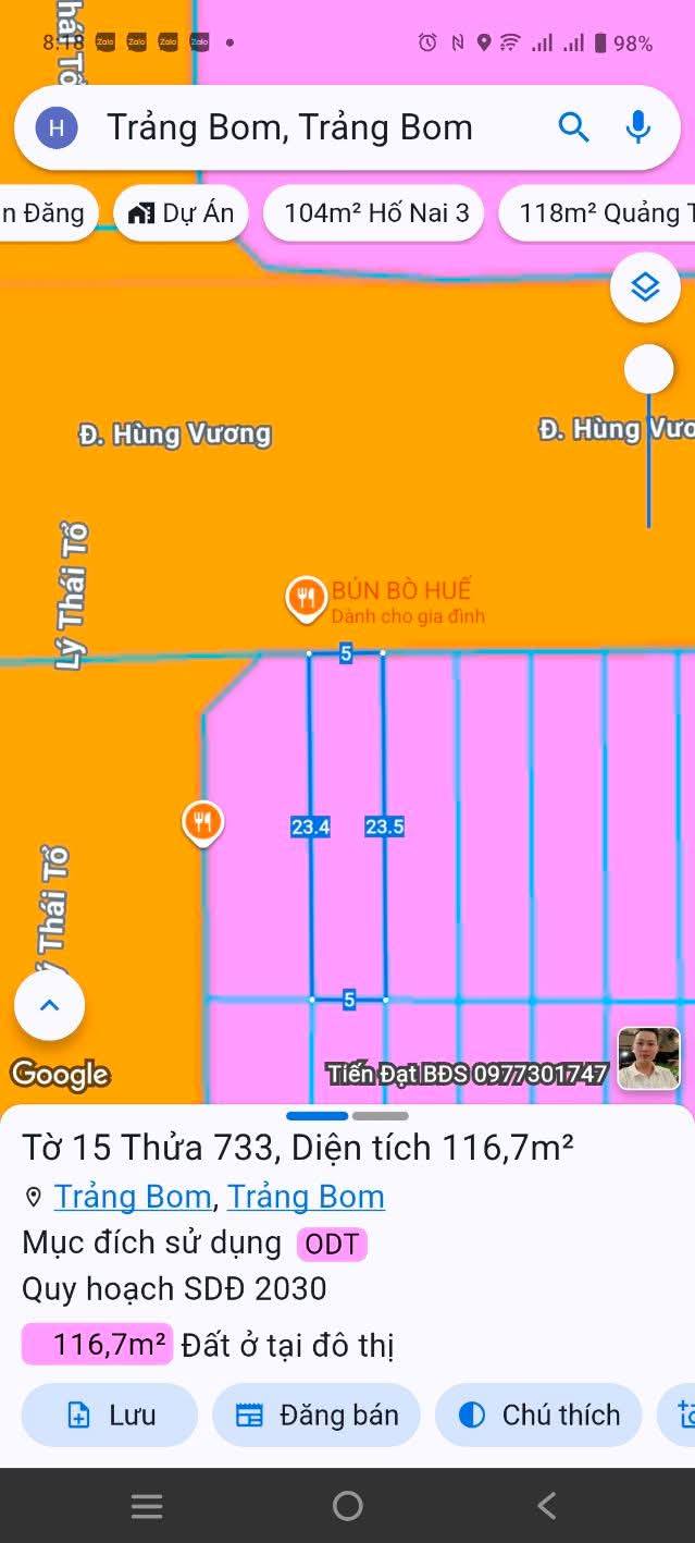 Bán nhà mặt tiền Hùng Vương, Trảng Bom 117.5m² - Vị trí kinh doanh lý tưởng!