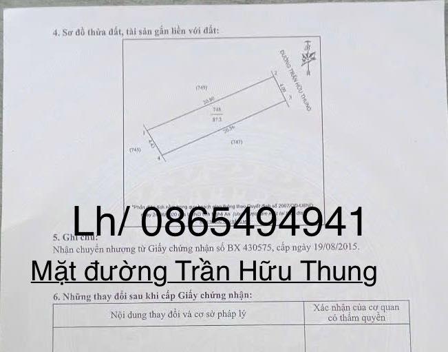 Đất mặt đường Trần Hữu Thung, Hưng Đông, 87.2m² giá 3 tỷ - Cơ hội đầu tư hiếm có!