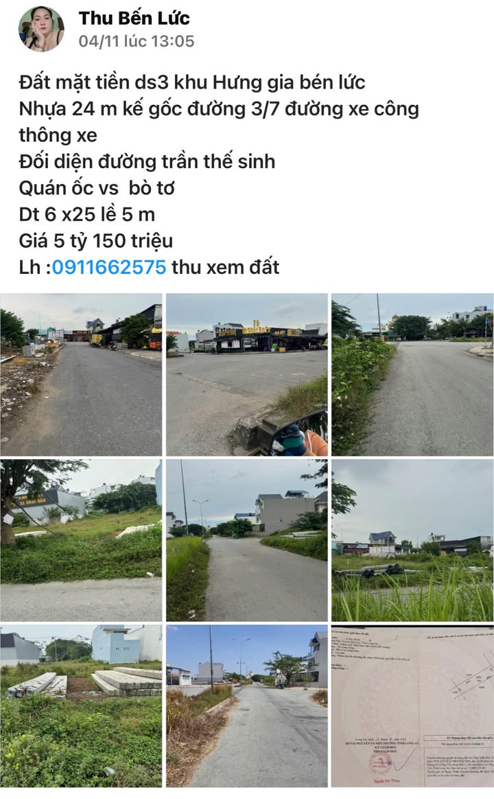 Đất nền KDC Hưng Gia Bến Lức 150m² giá 5.15 tỷ - Sổ đỏ sang tên ngay!