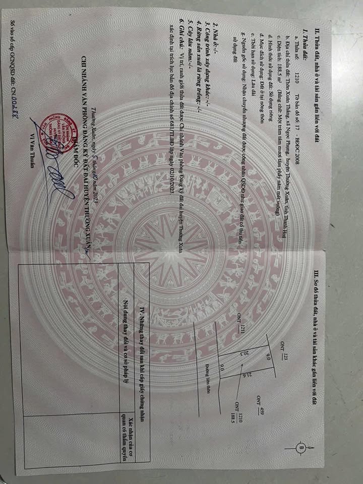 Đất nền Ngọc Phụng Thường Xuân 184m² giá tốt - Cơ hội đầu tư lý tưởng!