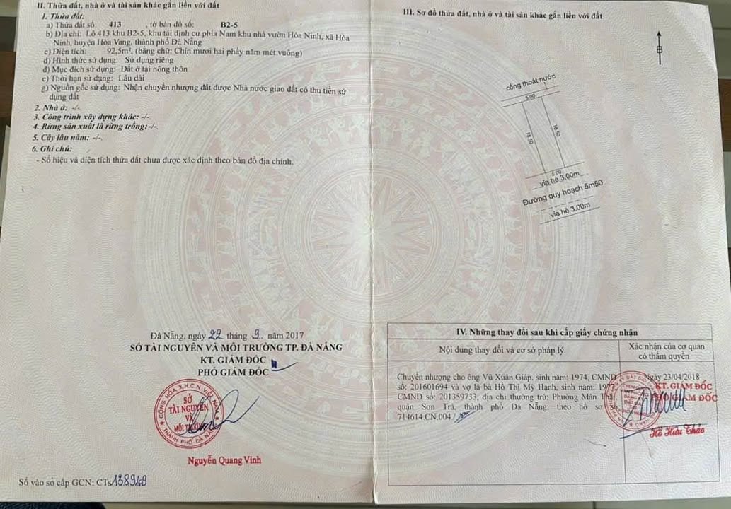 Đất nền Hòa Ninh - Đà Nẵng 92.5m² giá 1.8 tỷ - Cơ hội đầu tư hiếm có!