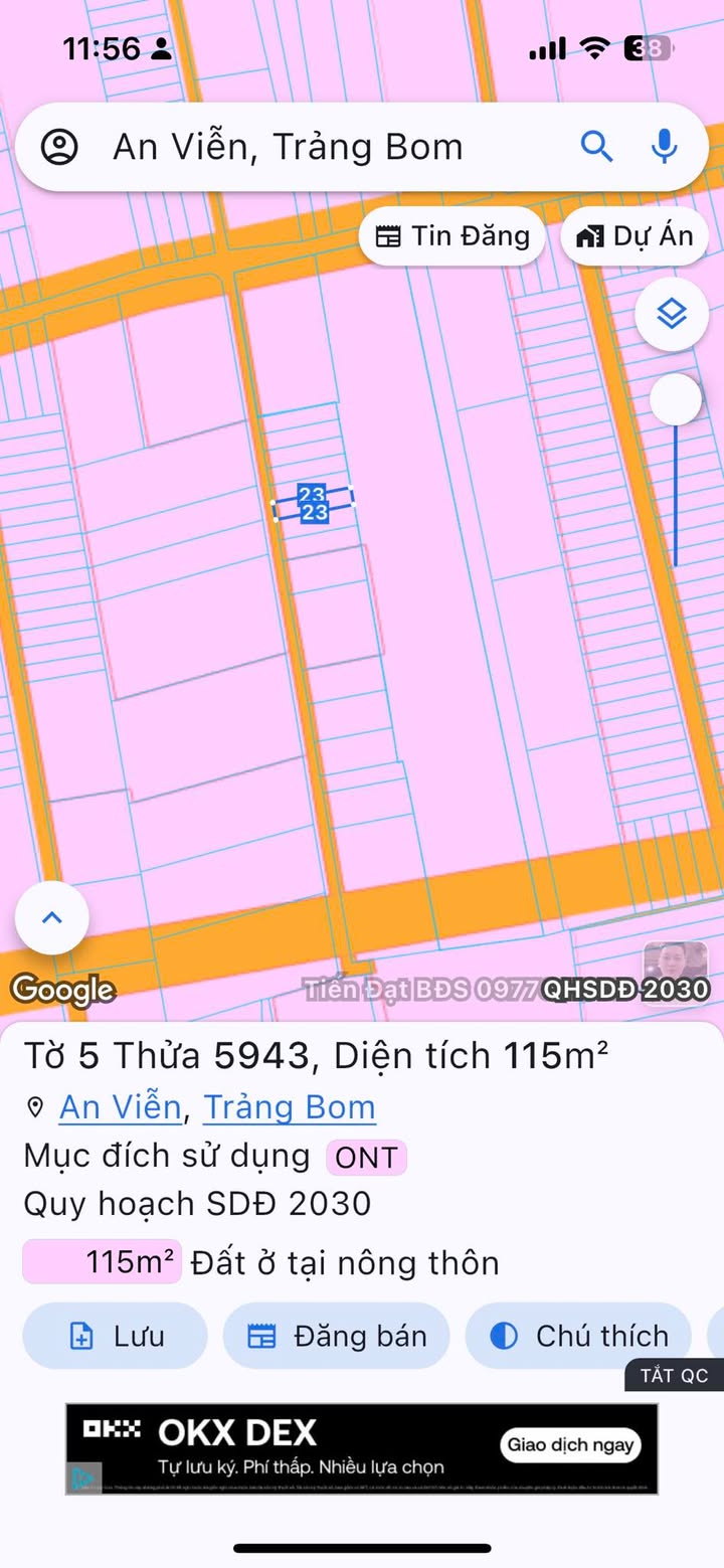 Đất nền An Viễn Trảng Bom 115m² giá 1.05 tỷ - Sổ hồng chính chủ!