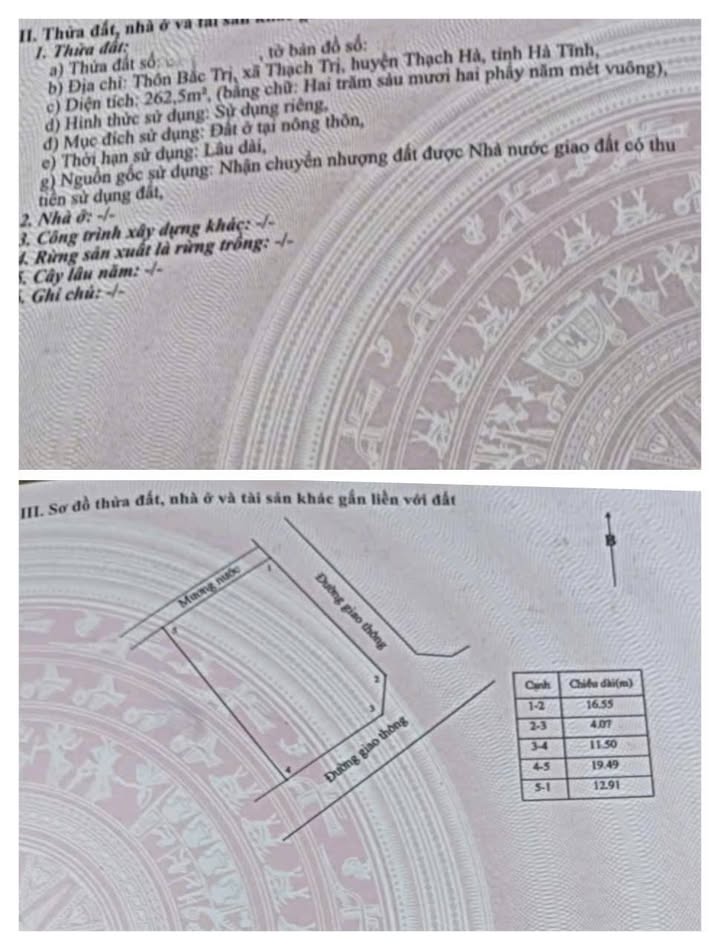 Đất 2 mặt tiền Thôn Bắc Trị, xã Đồng Tiến 262,5m² giá 2 tỷ - Cơ hội đầu tư hấp dẫn!
