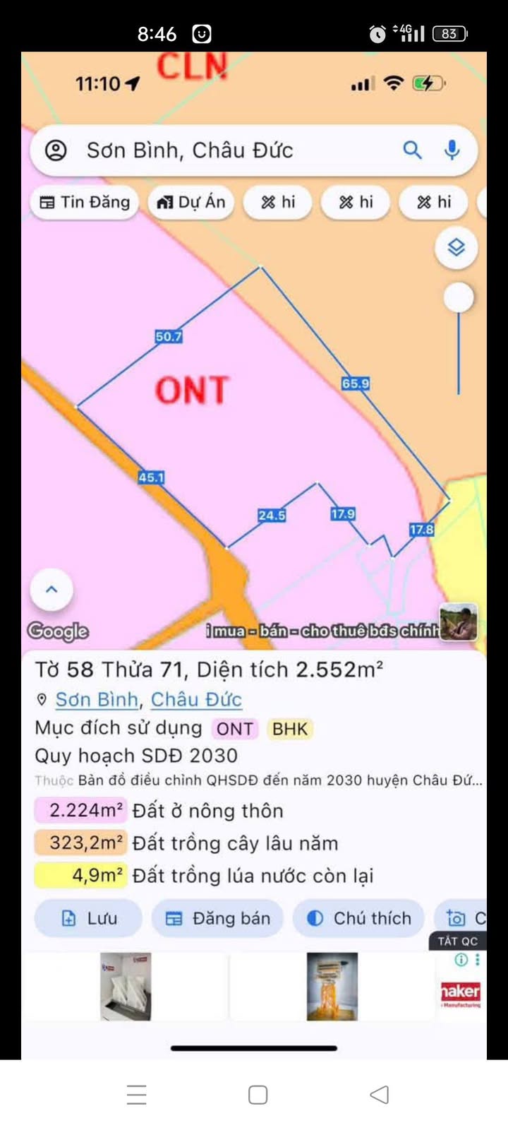 Đất nền 2.552m² tại Sơn Bình, Châu Đức chỉ 3.5 tỷ - Cần bán gấp!