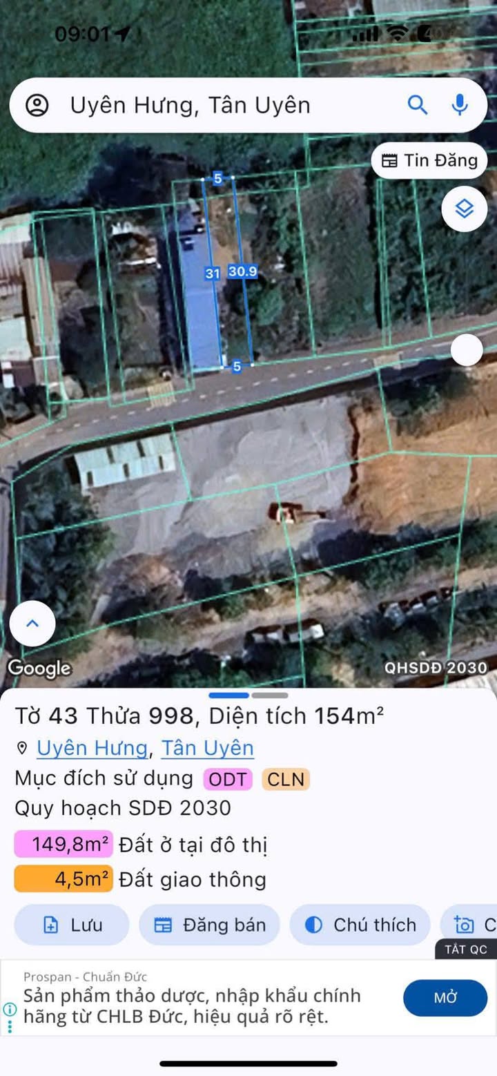 Bán lô đất 155m² mặt tiền đường nhựa Uyên Hưng, Tân Uyên chỉ 1.6 tỷ - Đầu tư sinh lời ngay!