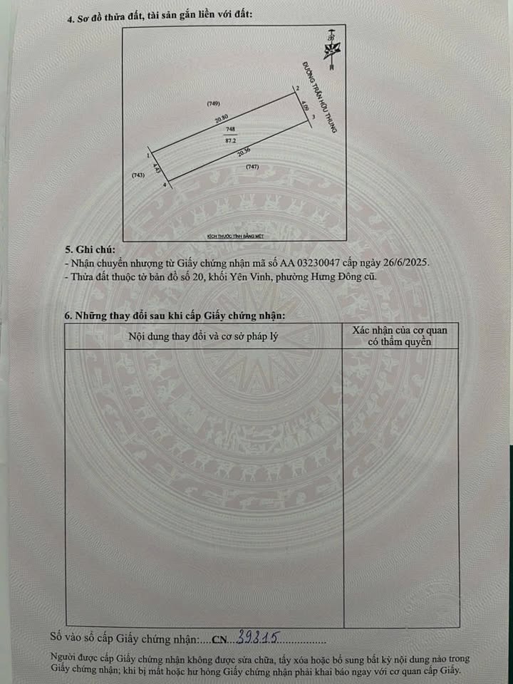 Đất nền đường Trần Hữu Thung, phường Hưng Đông 87.2m² giá 3.6 tỷ - Cơ hội đầu tư hấp dẫn!