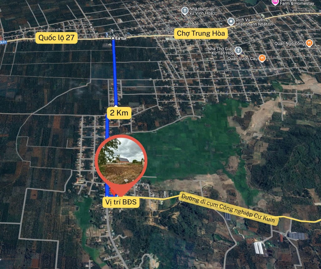 Đất thổ cư 200m² hai mặt tiền tại Ea Tiêu - Cư Kuin giá 4 tỷ - Đầu tư sinh lời