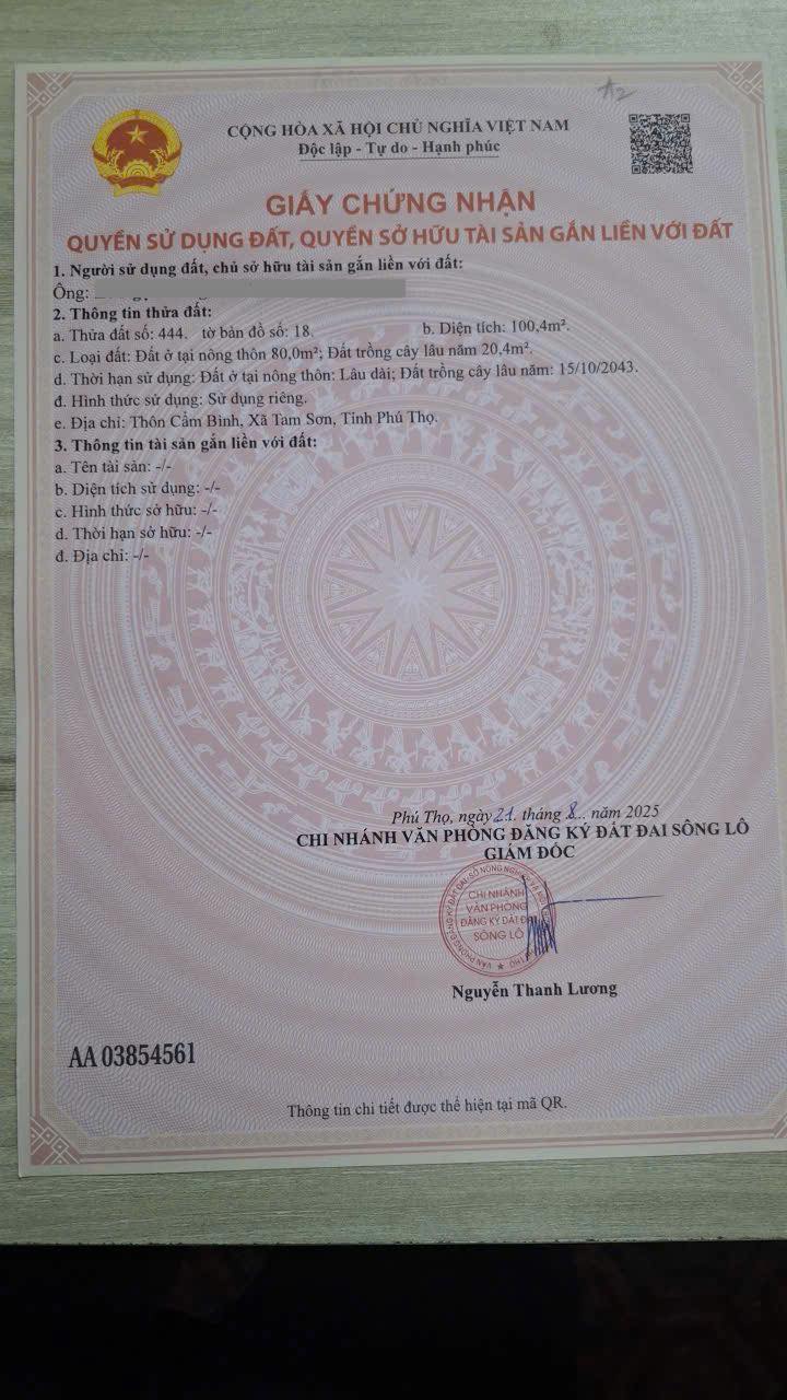 Đất nền Tân Lập, Sông Lô 100m² giá 550 triệu - Cơ hội vàng đầu tư!