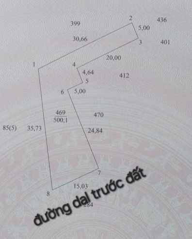 Đất nền Trung Ngãi Vũng Liêm 500m² giá 390 triệu - Sổ đỏ chính chủ, mặt tiền 15m