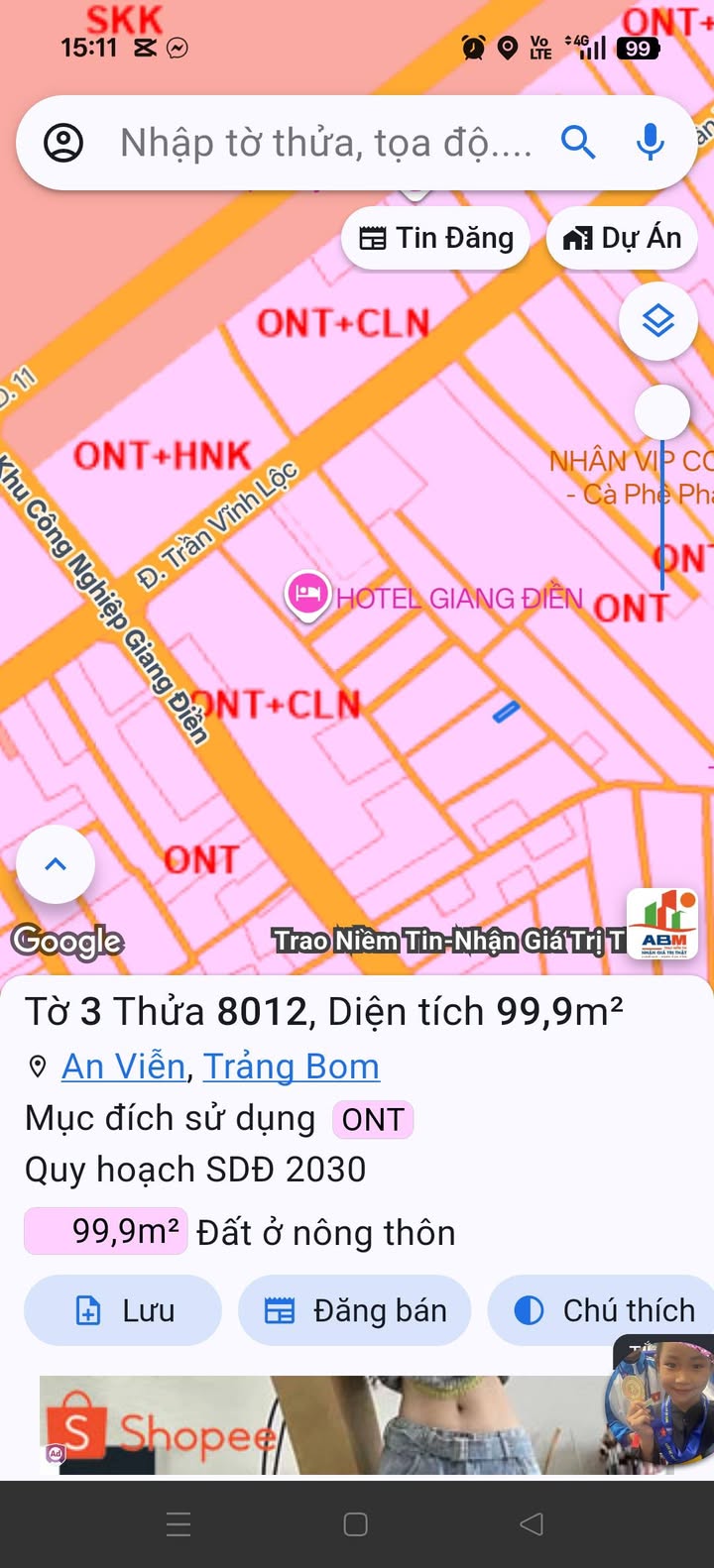 Đất thổ cư Giang Điền 100m² giá 1.195 tỷ - Vị trí đắc địa gần chợ và KCN