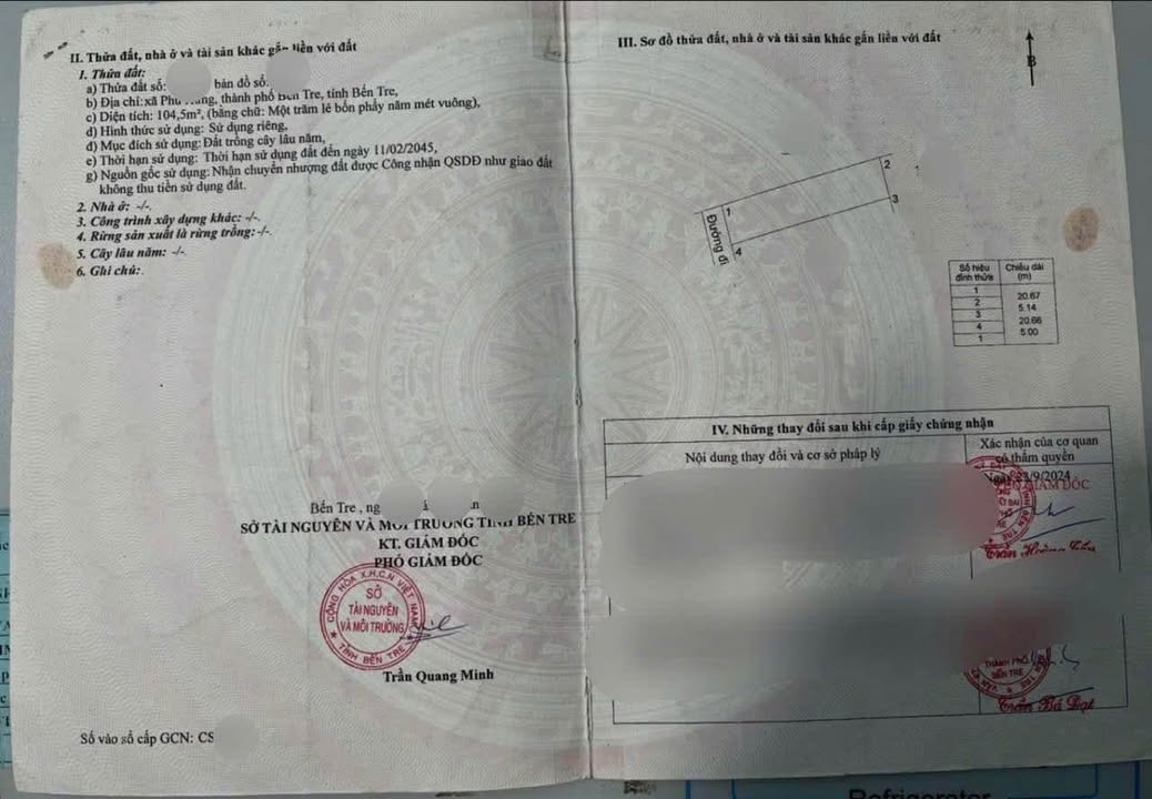 Đất nền Phú Khương, Bến Tre 104m² giá 485 triệu - Đường ô tô vào tận nơi!